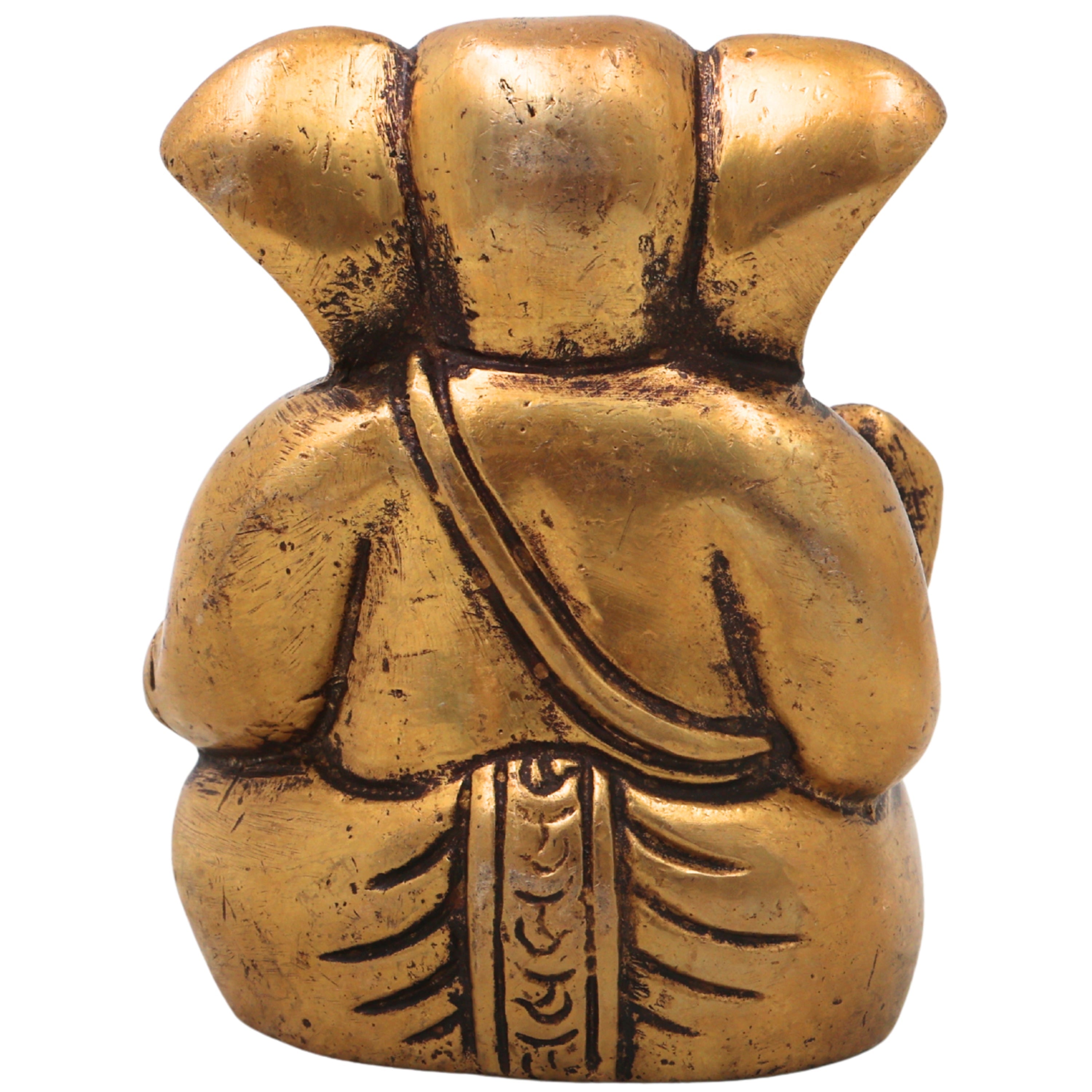 Brass Ganapati Ganesha Idol Handcrafted Traditional Chola Style Murti for Pooja Home Decor & Gifting, Gold, 3 Inch, 1 Piece