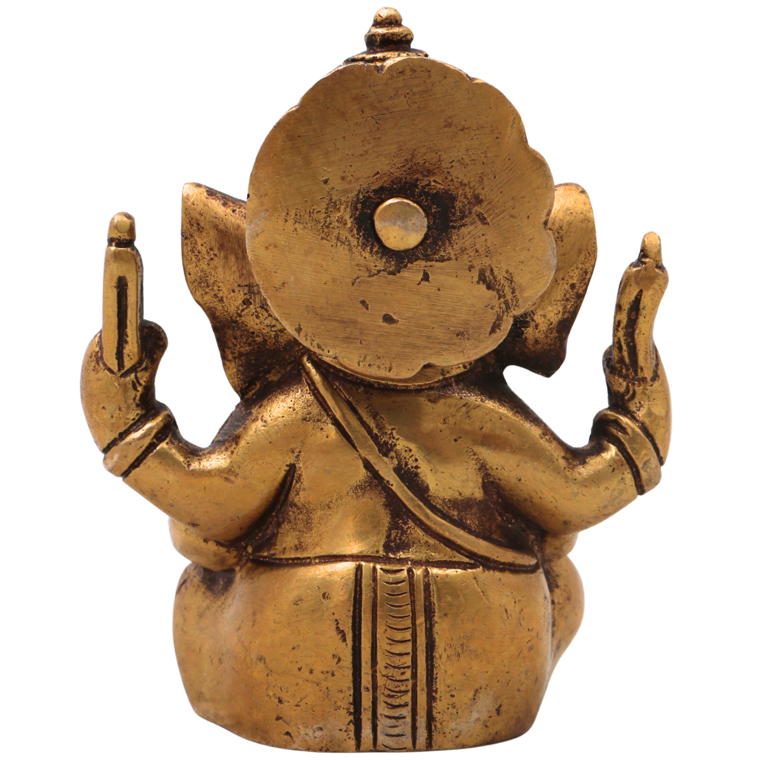 Brass Ganapati Idol Handcrafted Traditional Chola Style Ganesha Murti for Pooja Home Decor Spiritual Gifting, Gold, 4.5 Inch, 1 Piece