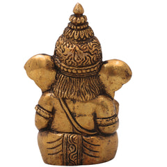 Brass Ganapati Idol Handcrafted Traditional Chola Style Vinayaka Murti for Pooja Home Decor & Gifting, Gold, 4 Inch, 1 Piece