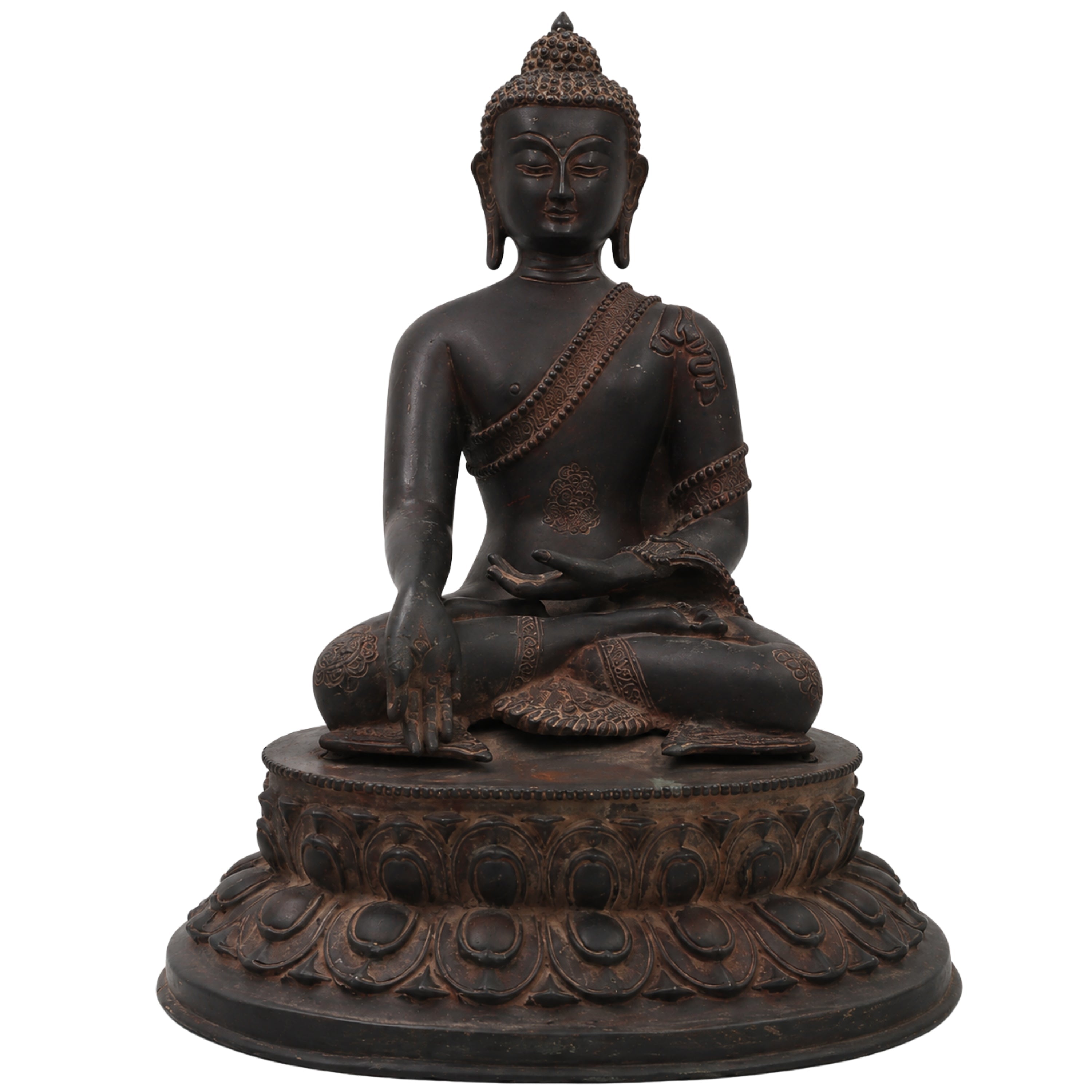 Brass Gautama Buddha Idol Statue HandcraftedTraditional Spiritual Decor for Pooja Home Decoration & Gifting, Brown, 15.5 Inch, 1 Piece