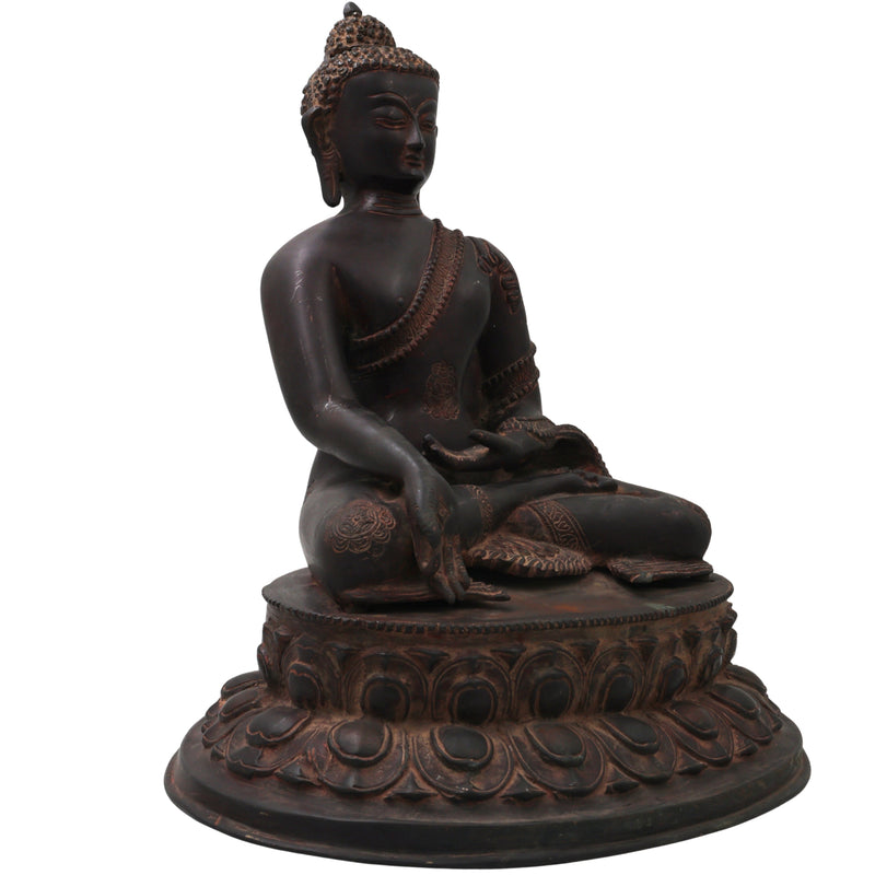Brass Gautama Buddha Idol Statue HandcraftedTraditional Spiritual Decor for Pooja Home Decoration & Gifting, Brown, 15.5 Inch, 1 Piece