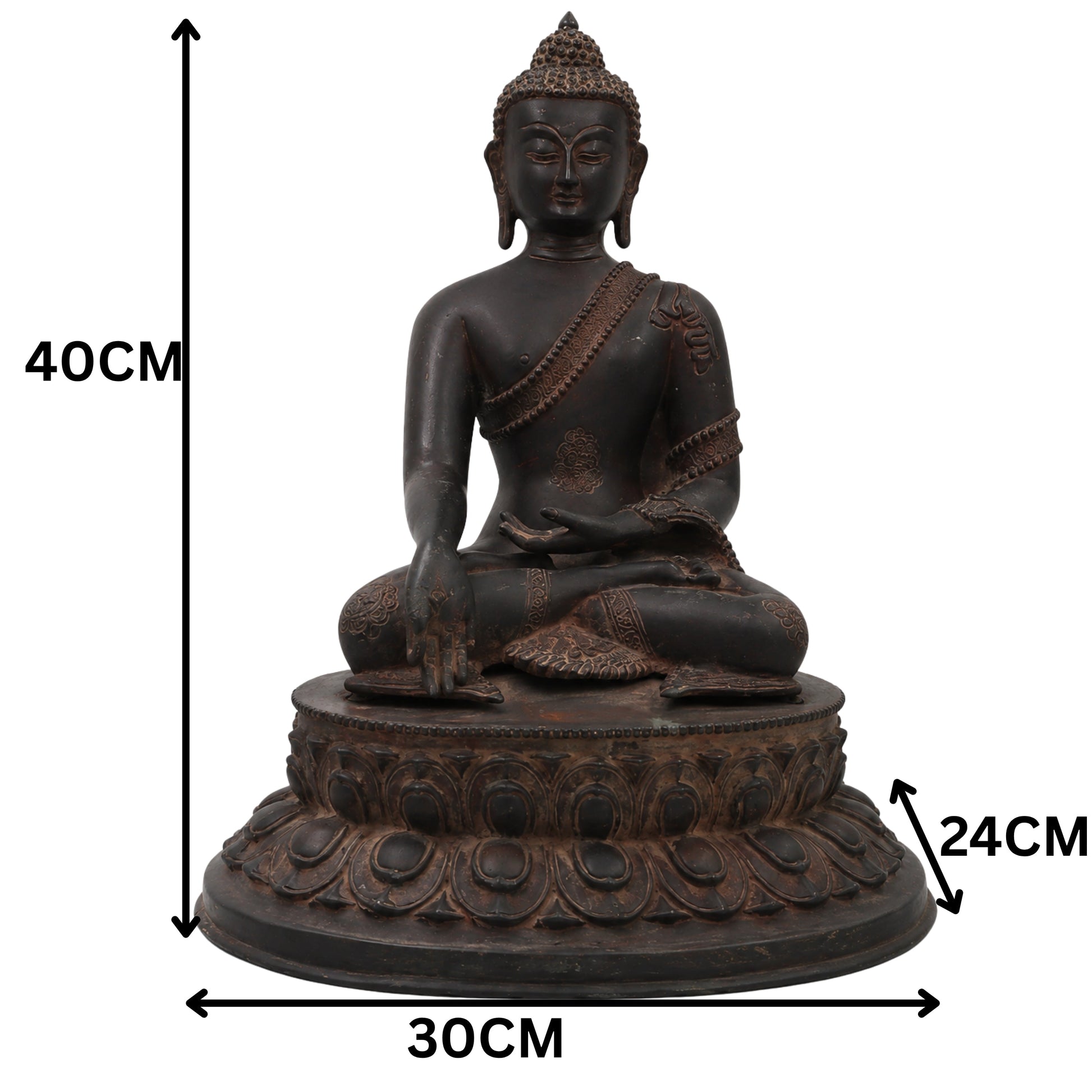Brass Gautama Buddha Idol Statue HandcraftedTraditional Spiritual Decor for Pooja Home Decoration & Gifting, Brown, 15.5 Inch, 1 Piece