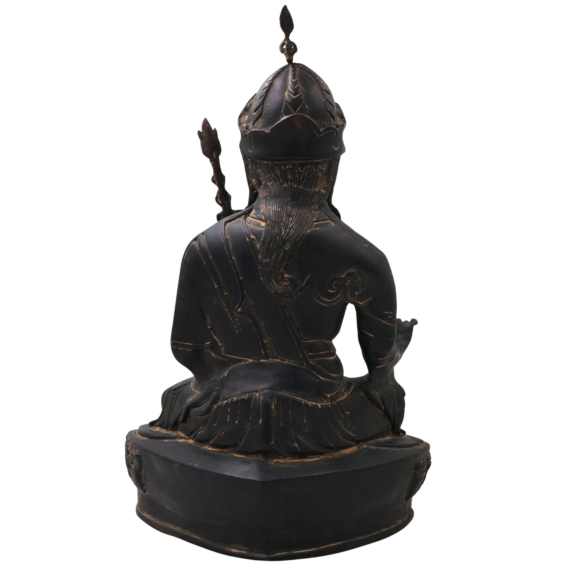 Brass Guru Idol Murti Statue, Handcrafted Sadguru Gurudev Traditional Chola Pooja Home Decor Gift, Black, 19.5 Inch, 1 Piece
