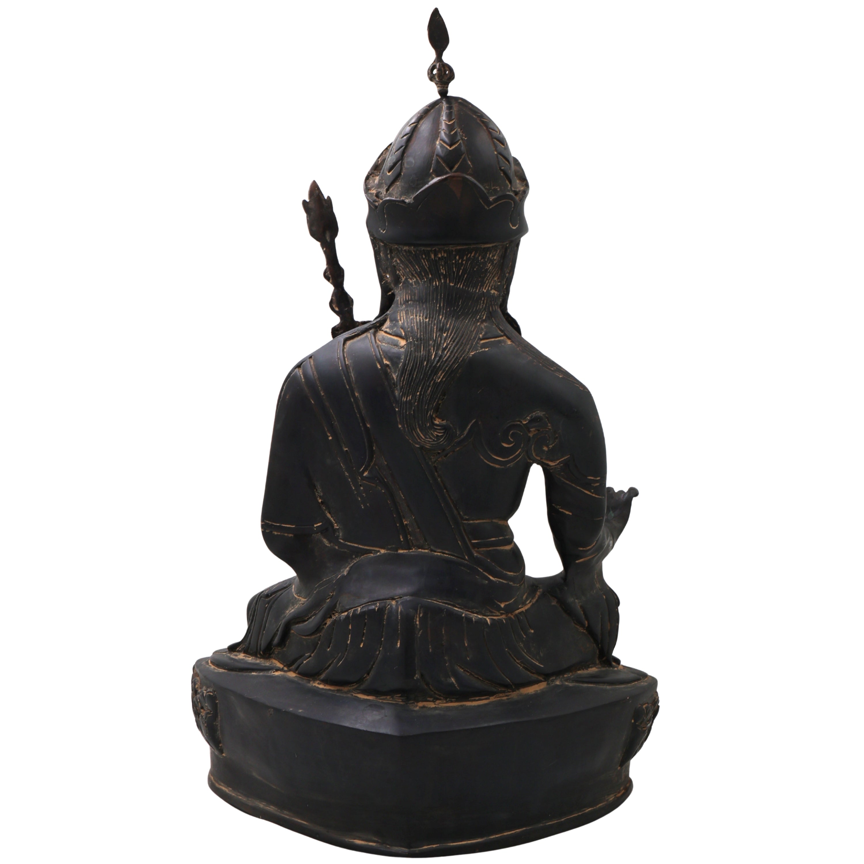 Brass Guru Idol Murti Statue, Handcrafted Sadguru Gurudev Traditional Chola Pooja Home Decor Gift, Black, 19.5 Inch, 1 Piece