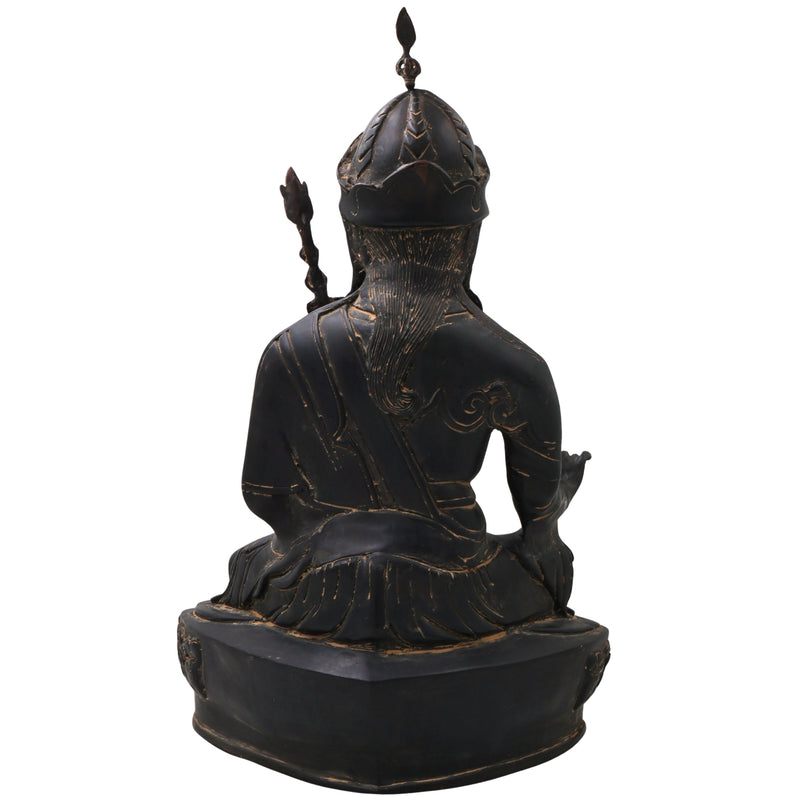 Brass Guru Idol Murti Statue, Handcrafted Sadguru Gurudev Traditional Chola Pooja Home Decor Gift, Black, 19.5 Inch, 1 Piece