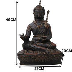 Brass Guru Idol Murti Statue, Handcrafted Sadguru Gurudev Traditional Chola Pooja Home Decor Gift, Black, 19.5 Inch, 1 Piece