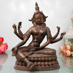 Brass Vasudhara Deer Idol Statue, Handcrafted Traditional Prosperity Murti for Vastu, Home Decor & Gifting, Brown, 16 Inch, 1 Piece