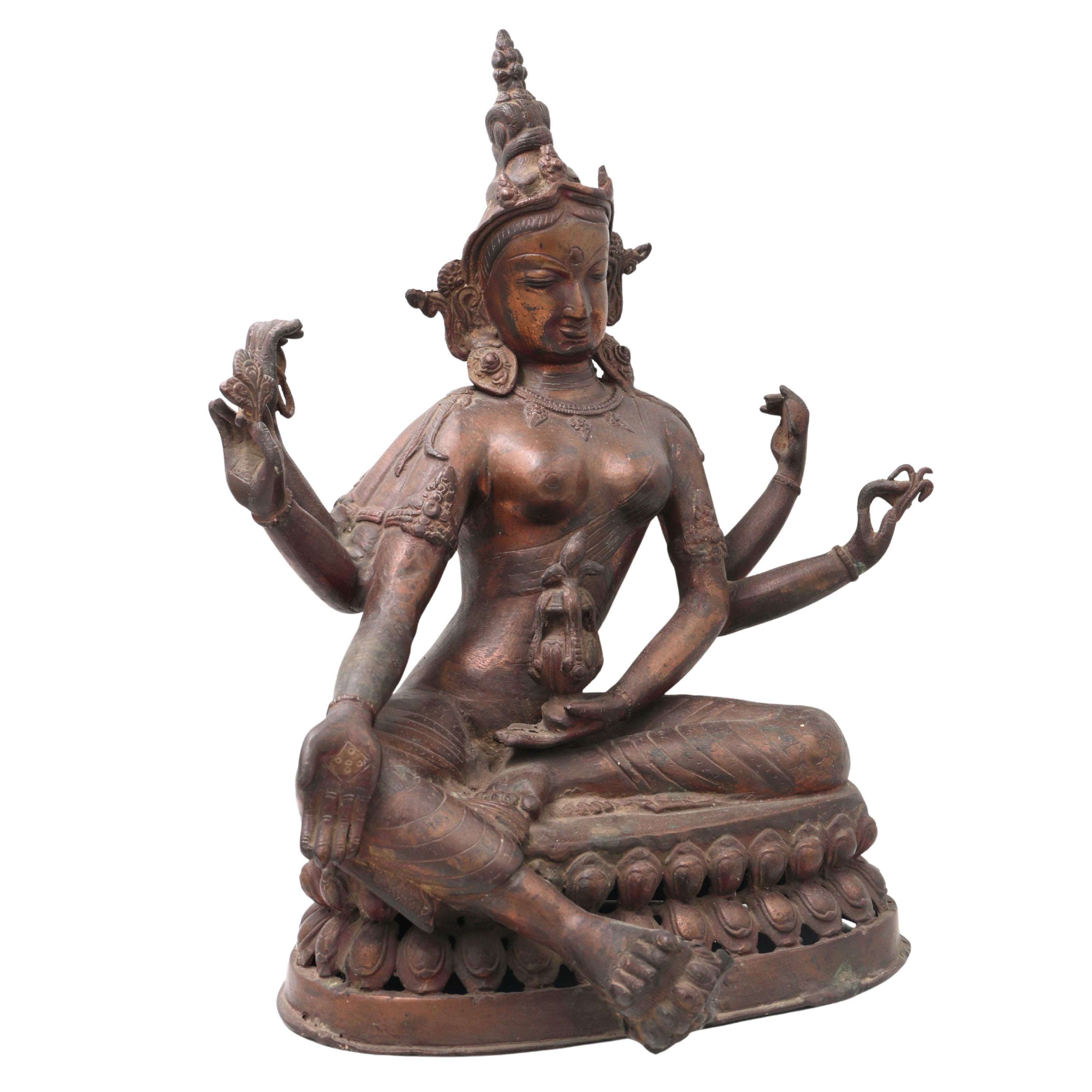 Brass Vasudhara Deer Idol Statue, Handcrafted Traditional Prosperity Murti for Vastu, Home Decor & Gifting, Brown, 16 Inch, 1 Piece