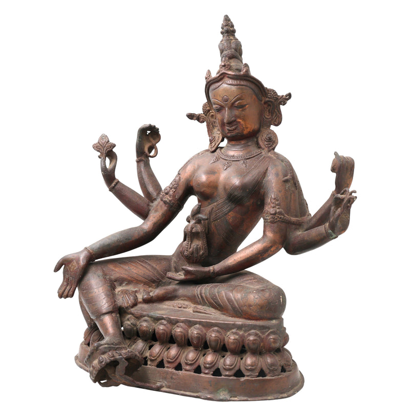 Brass Vasudhara Deer Idol Statue, Handcrafted Traditional Prosperity Murti for Vastu, Home Decor & Gifting, Brown, 16 Inch, 1 Piece