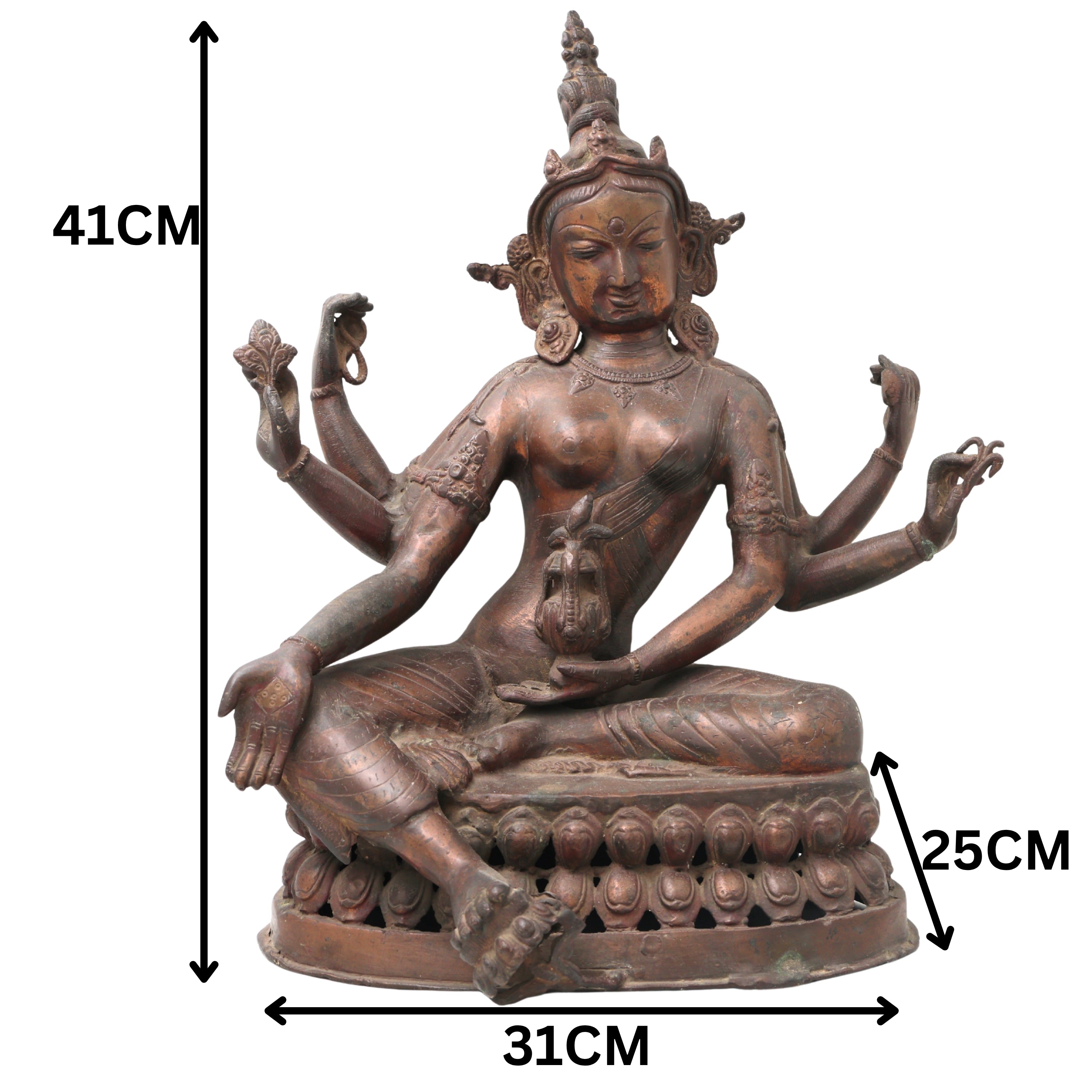 Brass Vasudhara Deer Idol Statue, Handcrafted Traditional Prosperity Murti for Vastu, Home Decor & Gifting, Brown, 16 Inch, 1 Piece