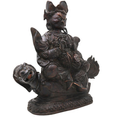 Brass Kuber On Dragon Idol Statue, Handcrafted Kubera Vaishravana Murti for Pooja, Vastu Decor & Gifting, Silver And Copper, 10 Inch, 1 Piece