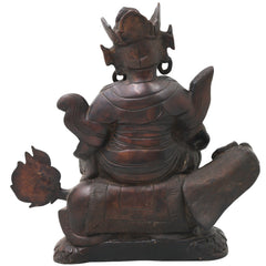 Brass Kuber On Dragon Idol Statue, Handcrafted Kubera Vaishravana Murti for Pooja, Vastu Decor & Gifting, Silver And Copper, 10 Inch, 1 Piece