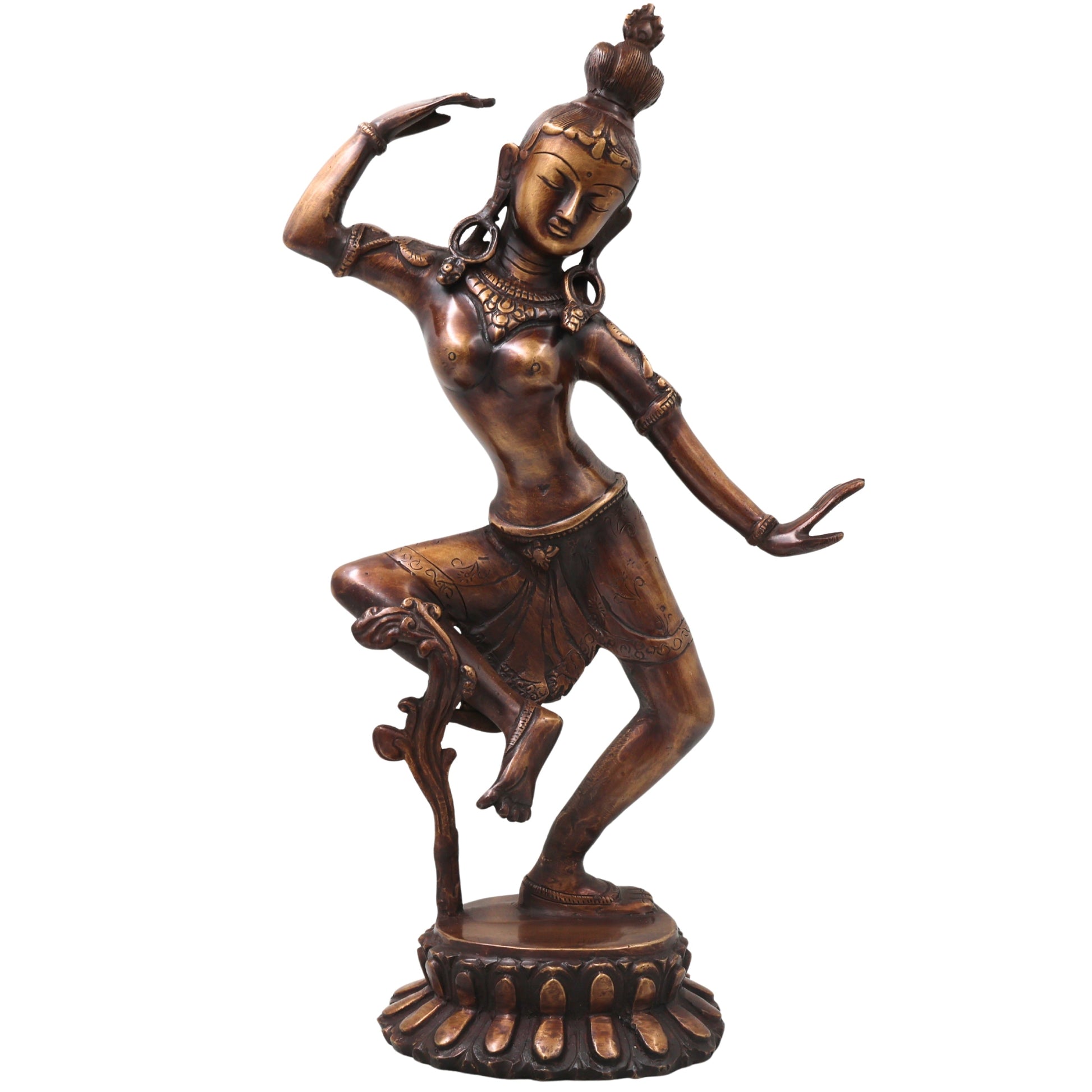 Brass Dancing Parvathi Idol Murti Nartana Parvati Devi Statue, Handcrafted Traditional Chola Pooja Decor Gift, Gold, 15.5 Inch, 1 Piece