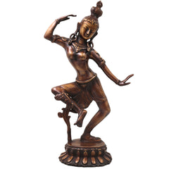 Brass Dancing Parvathi Idol Murti Nartana Parvati Devi Statue, Handcrafted Traditional Chola Pooja Decor Gift, Gold, 15.5 Inch, 1 Piece