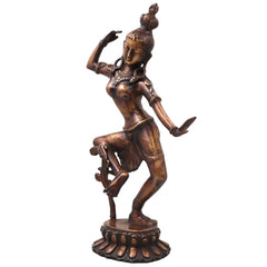 Brass Dancing Parvathi Idol Murti Nartana Parvati Devi Statue, Handcrafted Traditional Chola Pooja Decor Gift, Gold, 15.5 Inch, 1 Piece