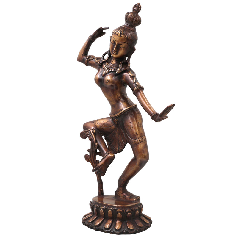 Brass Dancing Parvathi Idol Murti Nartana Parvati Devi Statue, Handcrafted Traditional Chola Pooja Decor Gift, Gold, 15.5 Inch, 1 Piece