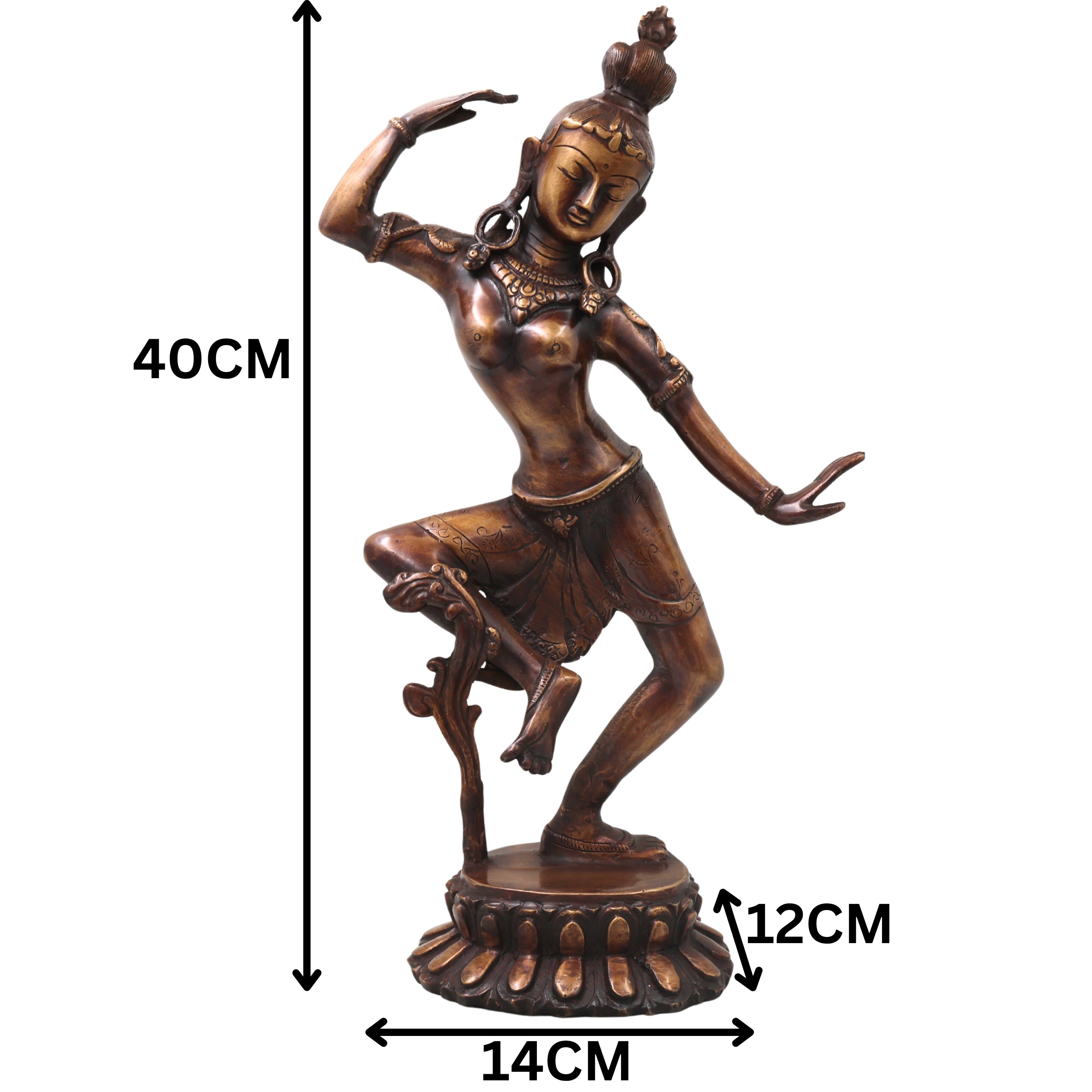 Brass Dancing Parvathi Idol Murti Nartana Parvati Devi Statue, Handcrafted Traditional Chola Pooja Decor Gift, Gold, 15.5 Inch, 1 Piece