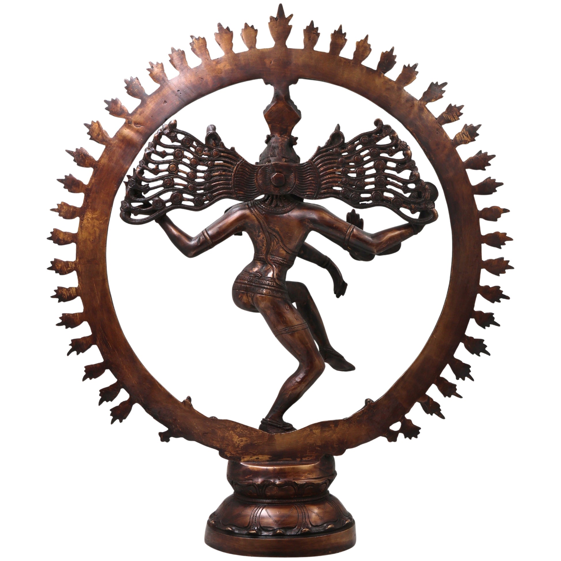 Brass Nataraja Idol, Handcrafted Lord Shiva Cosmic Dancer Chola Style Murti for Pooja, Home Decor & Gifting, Gold, 20 Inch, 1 Piece
