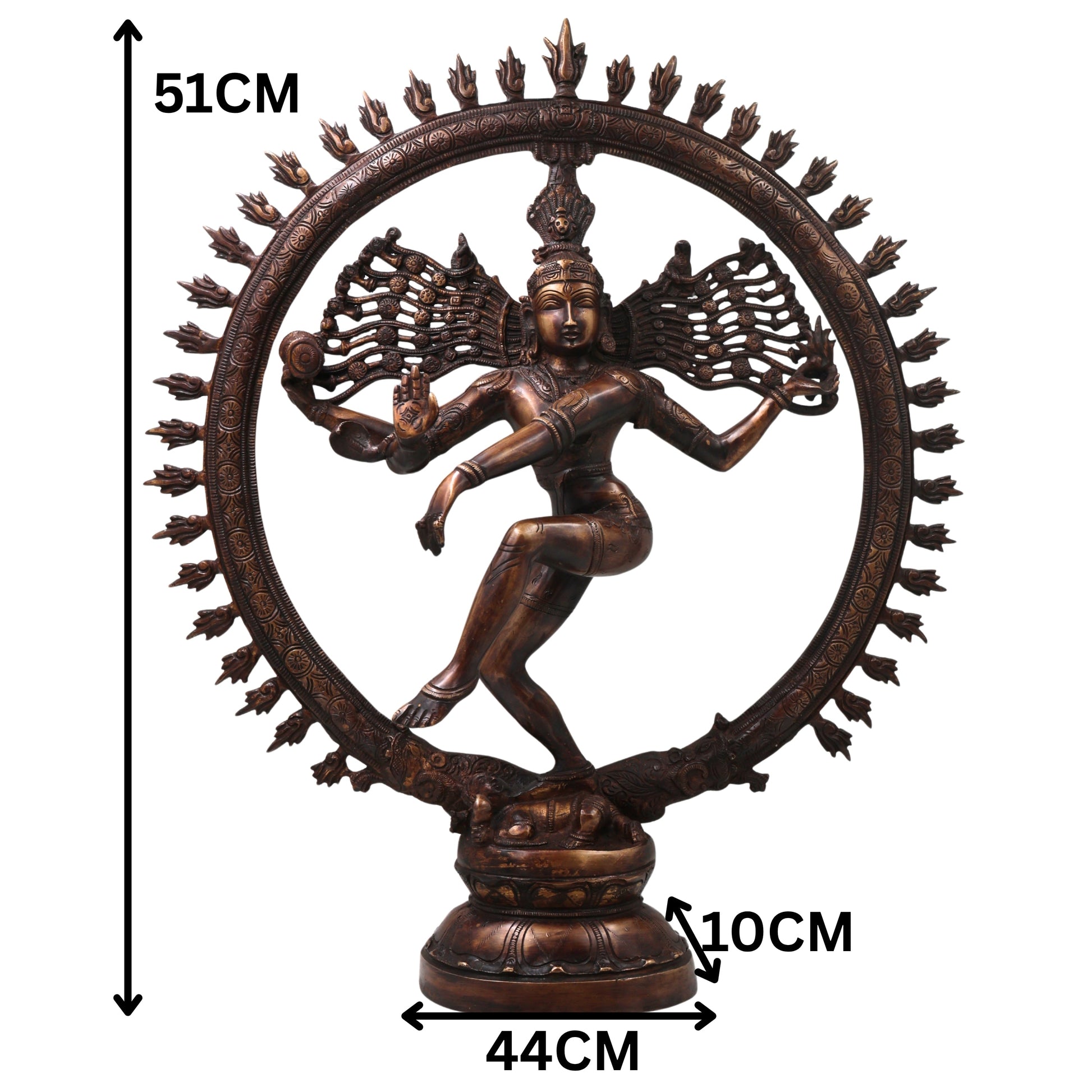 Brass Nataraja Idol, Handcrafted Lord Shiva Cosmic Dancer Chola Style Murti for Pooja, Home Decor & Gifting, Gold, 20 Inch, 1 Piece
