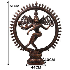 Brass Nataraja Idol, Handcrafted Lord Shiva Cosmic Dancer Chola Style Murti for Pooja, Home Decor & Gifting, Gold, 20 Inch, 1 Piece