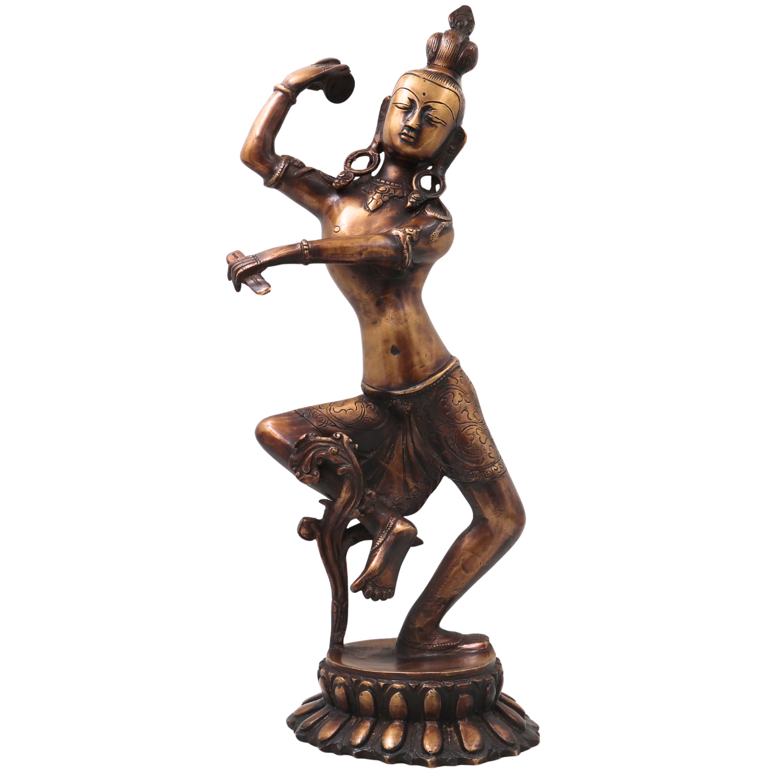 Brass Nataraja Idol Handcrafted Chola Style Dancing Shiva Murti for Pooja Home Decor & Spiritual Gifting, Gold, 17 Inch, 1 Piece