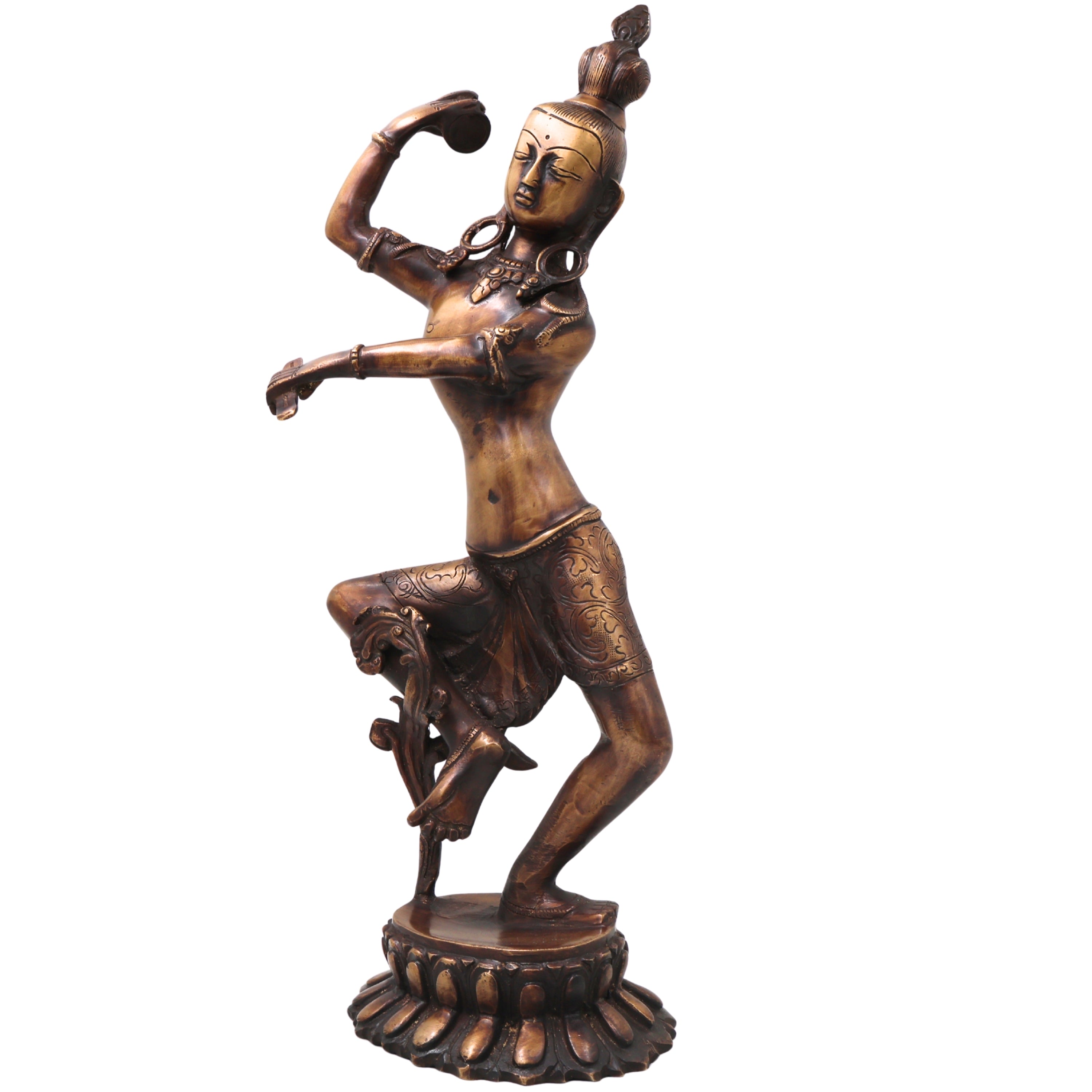 Brass Nataraja Idol Handcrafted Chola Style Dancing Shiva Murti for Pooja Home Decor & Spiritual Gifting, Gold, 17 Inch, 1 Piece