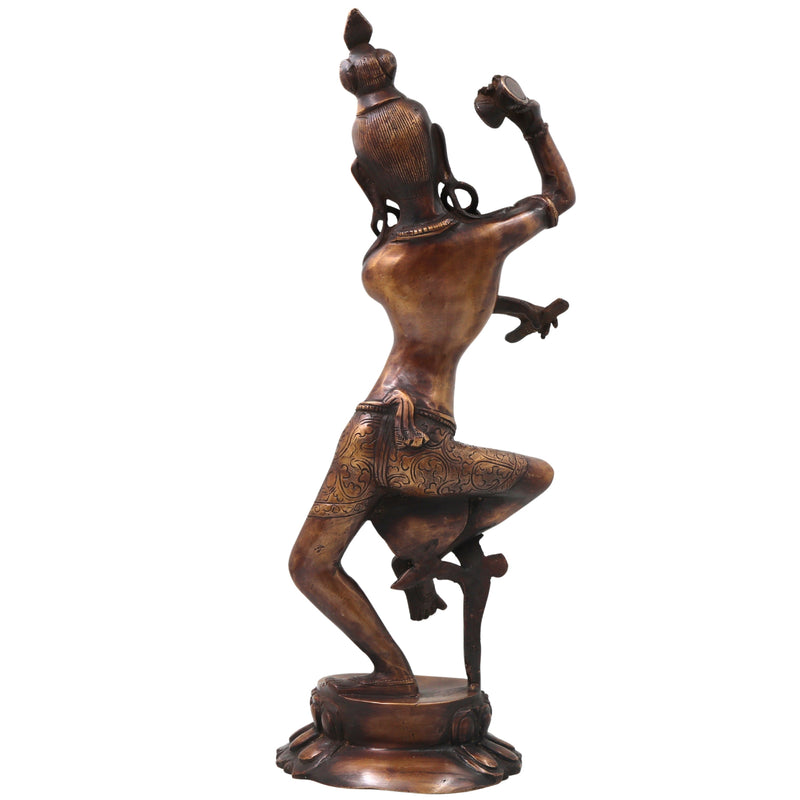 Brass Nataraja Idol Handcrafted Chola Style Dancing Shiva Murti for Pooja Home Decor & Spiritual Gifting, Gold, 17 Inch, 1 Piece