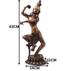 Brass Nataraja Idol Handcrafted Chola Style Dancing Shiva Murti for Pooja Home Decor & Spiritual Gifting, Gold, 17 Inch, 1 Piece