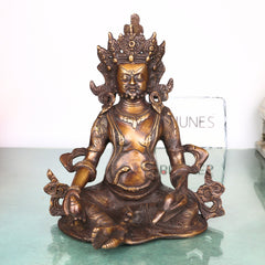 Brass Kubera Idol Murti, Handcrafted Dhan Kubera Wealth God Statue for Pooja, Home Decor & Spiritual Gifting, Gold, 10 Inch, 1 Piece