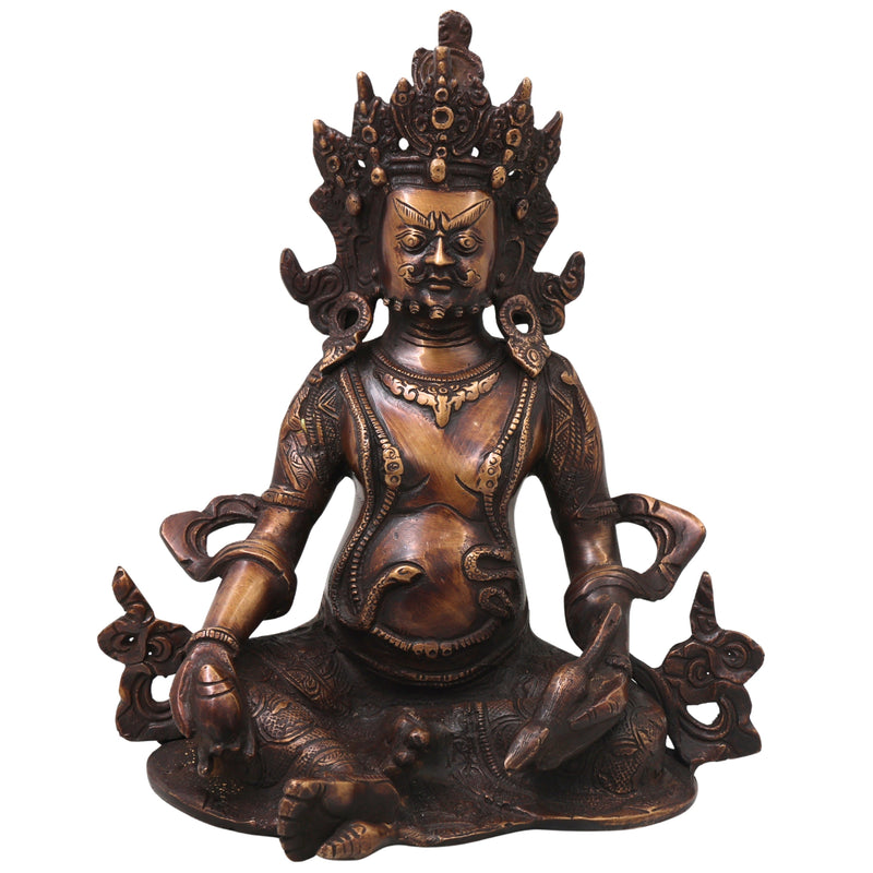Brass Kubera Idol Murti, Handcrafted Dhan Kubera Wealth God Statue for Pooja, Home Decor & Spiritual Gifting, Gold, 10 Inch, 1 Piece