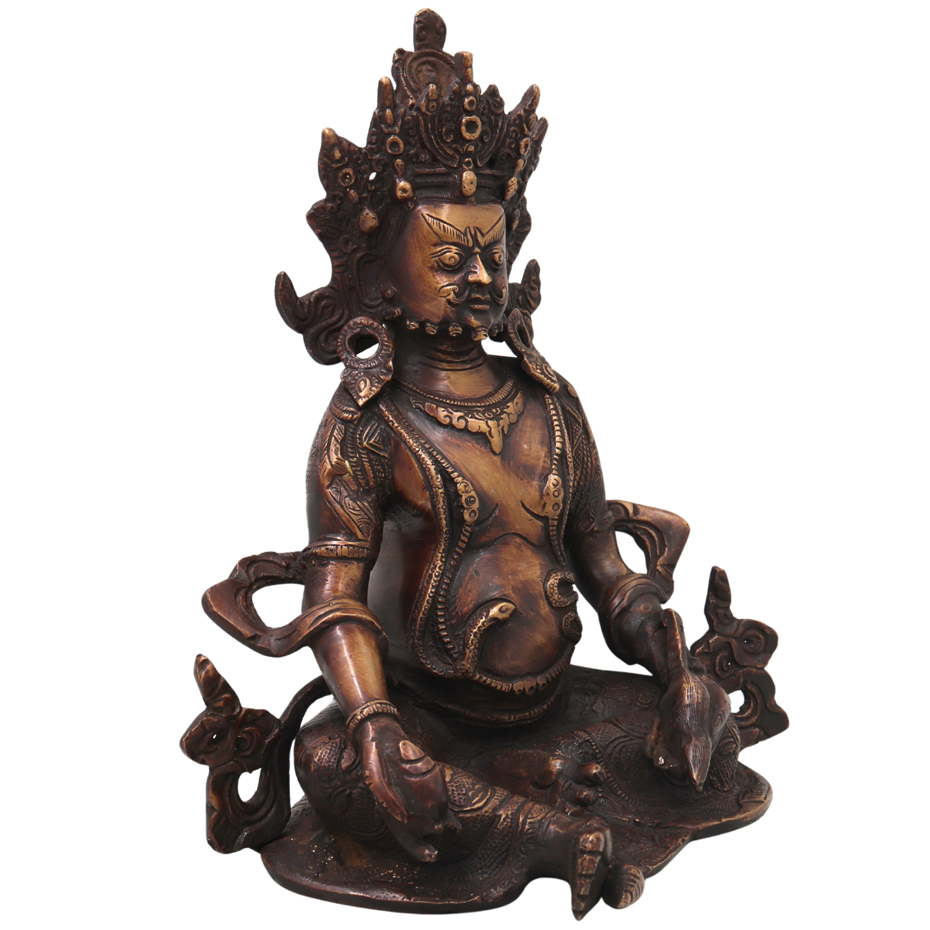 Brass Kubera Idol Murti, Handcrafted Dhan Kubera Wealth God Statue for Pooja, Home Decor & Spiritual Gifting, Gold, 10 Inch, 1 Piece