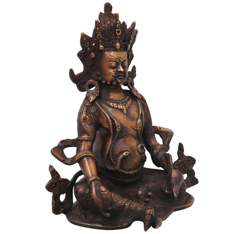 Brass Kubera Idol Murti, Handcrafted Dhan Kubera Wealth God Statue for Pooja, Home Decor & Spiritual Gifting, Gold, 10 Inch, 1 Piece
