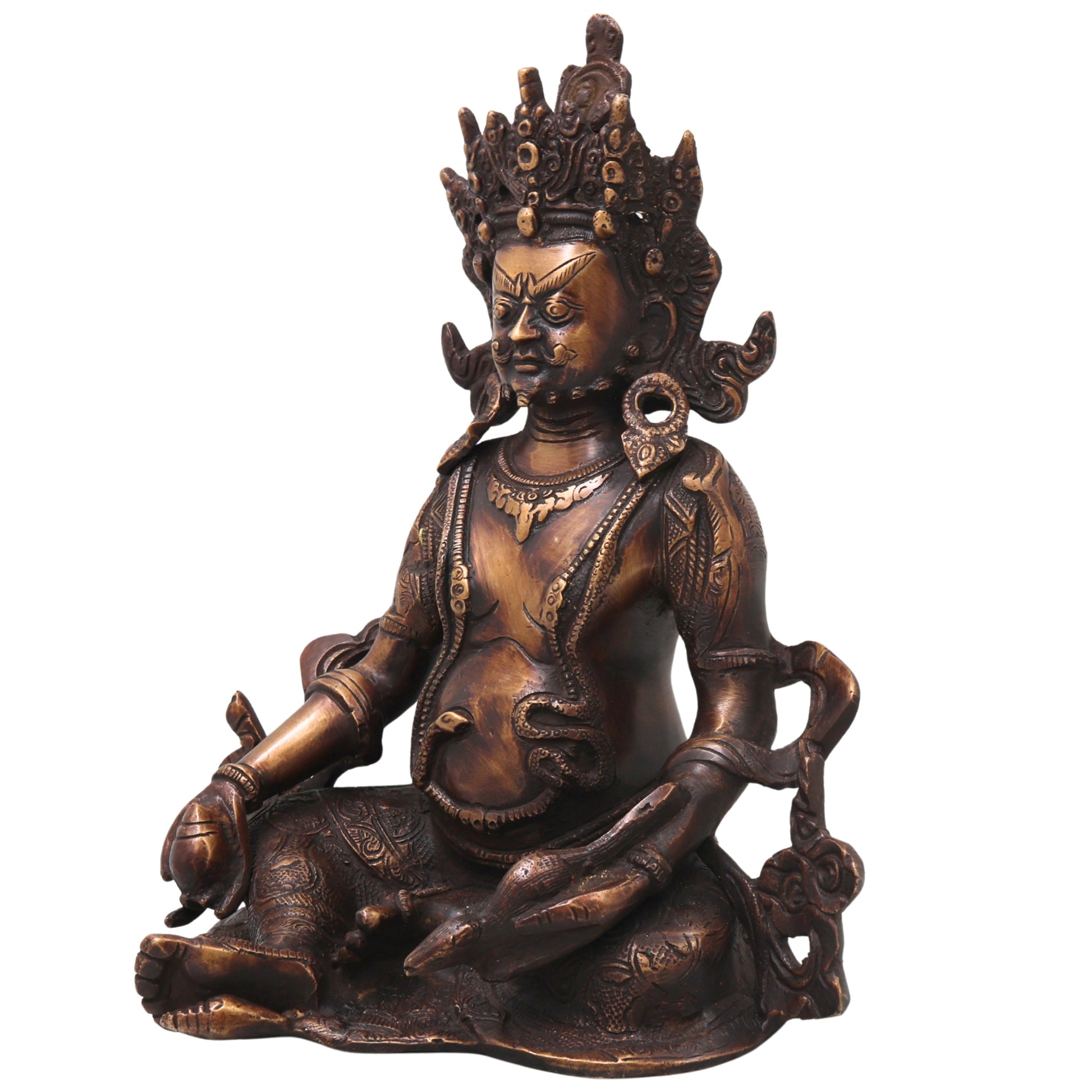 Brass Kubera Idol Murti, Handcrafted Dhan Kubera Wealth God Statue for Pooja, Home Decor & Spiritual Gifting, Gold, 10 Inch, 1 Piece