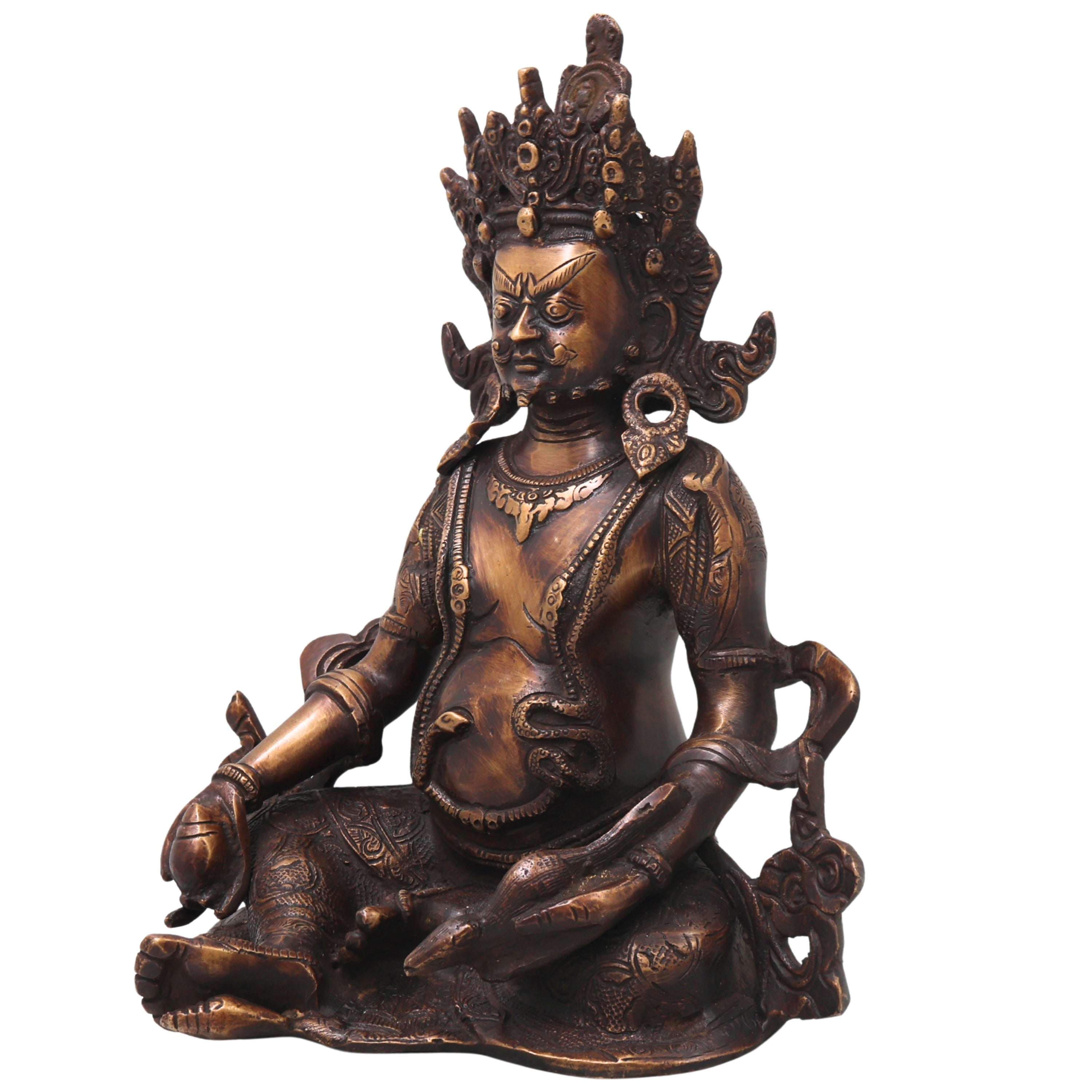 Brass Kubera Idol Murti, Handcrafted Dhan Kubera Wealth God Statue for Pooja, Home Decor & Spiritual Gifting, Gold, 10 Inch, 1 Piece