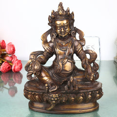 Brass Kuber Idol Murti, Handcrafted Lord Kubera Vaishravana Traditional Chola Statue for Pooja, Decor & Gifting, Gold, 9 Inch, 1 Piece