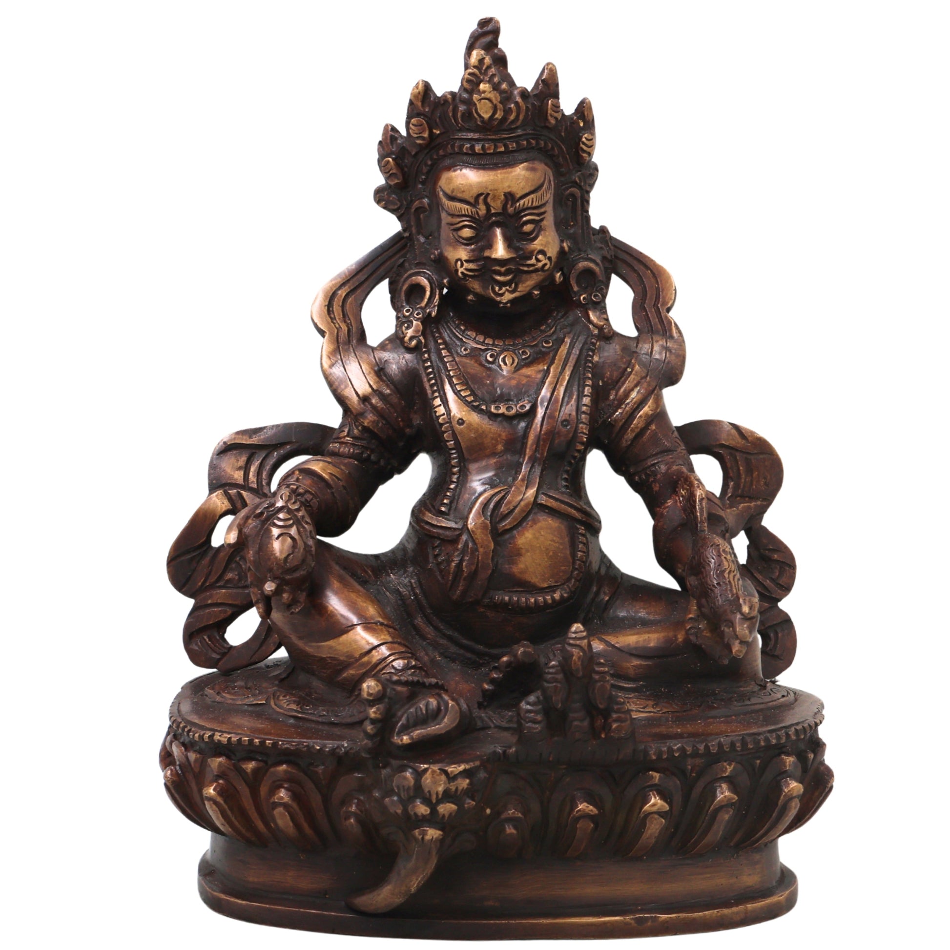 Brass Kuber Idol Murti, Handcrafted Lord Kubera Vaishravana Traditional Chola Statue for Pooja, Decor & Gifting, Gold, 9 Inch, 1 Piece