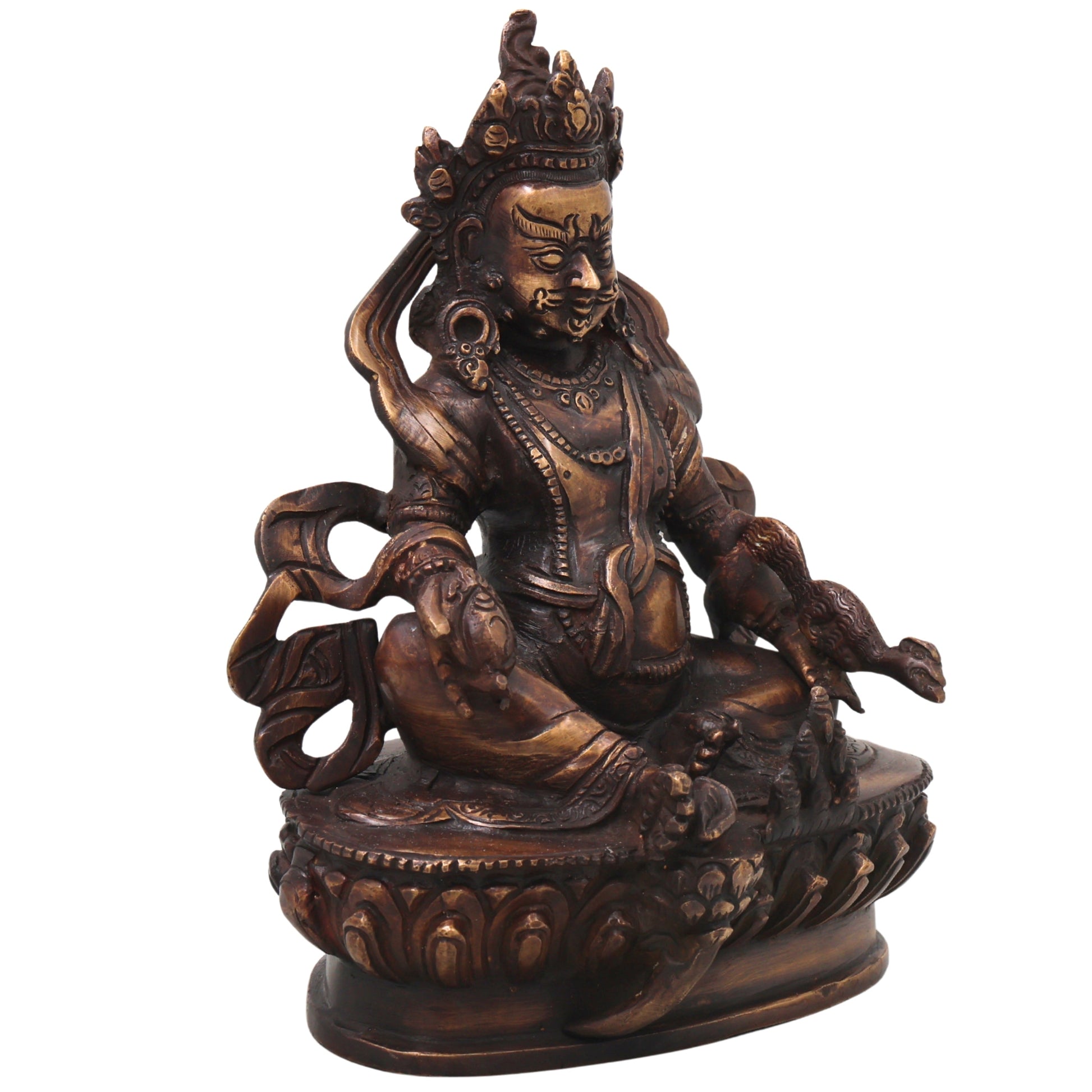 Brass Kuber Idol Murti, Handcrafted Lord Kubera Vaishravana Traditional Chola Statue for Pooja, Decor & Gifting, Gold, 9 Inch, 1 Piece