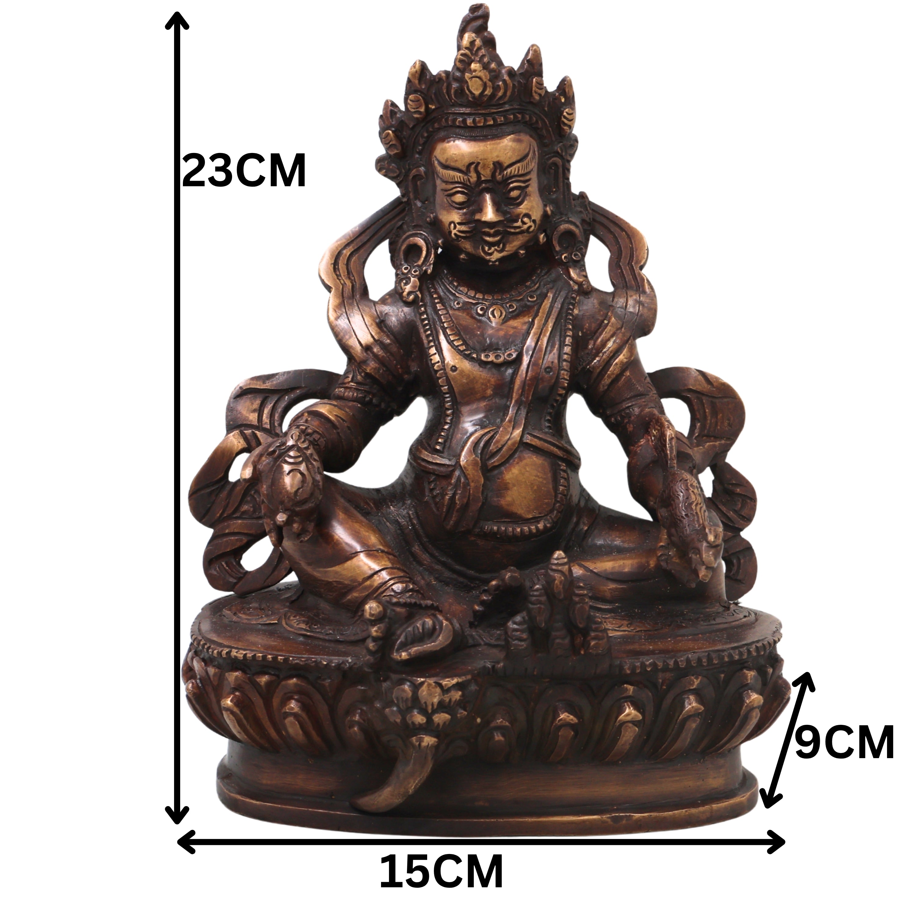 Brass Kuber Idol Murti, Handcrafted Lord Kubera Vaishravana Traditional Chola Statue for Pooja, Decor & Gifting, Gold, 9 Inch, 1 Piece