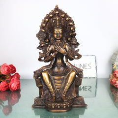 Brass Maitreya Buddha Sculpture Idol, Handcrafted Future Buddha Ajita Bodhisattva Murti for Pooja, Home Decor & Gifting, Gold, 10 Inch, 1 Piece