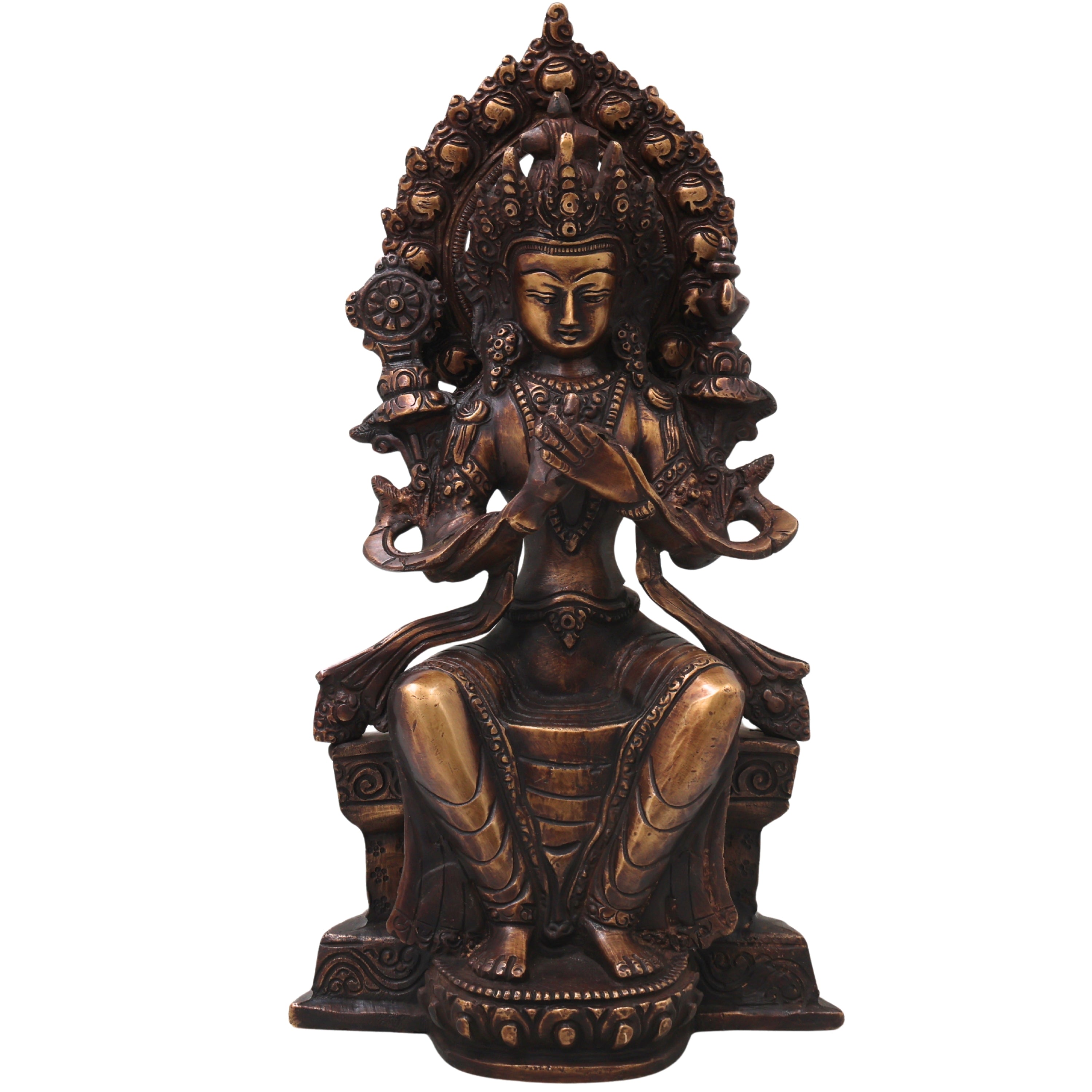 Brass Maitreya Buddha Sculpture Idol, Handcrafted Future Buddha Ajita Bodhisattva Murti for Pooja, Home Decor & Gifting, Gold, 10 Inch, 1 Piece