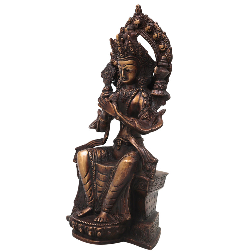 Brass Maitreya Buddha Sculpture Idol, Handcrafted Future Buddha Ajita Bodhisattva Murti for Pooja, Home Decor & Gifting, Gold, 10 Inch, 1 Piece