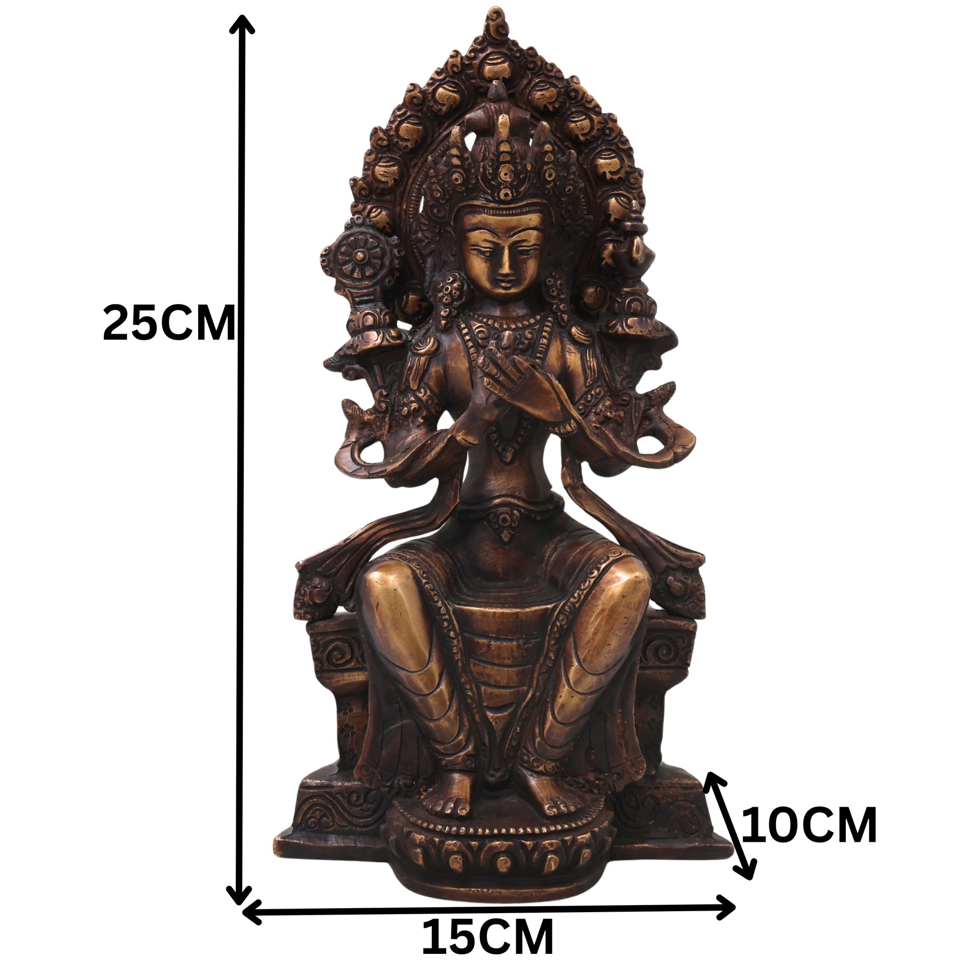 Brass Maitreya Buddha Sculpture Idol, Handcrafted Future Buddha Ajita Bodhisattva Murti for Pooja, Home Decor & Gifting, Gold, 10 Inch, 1 Piece