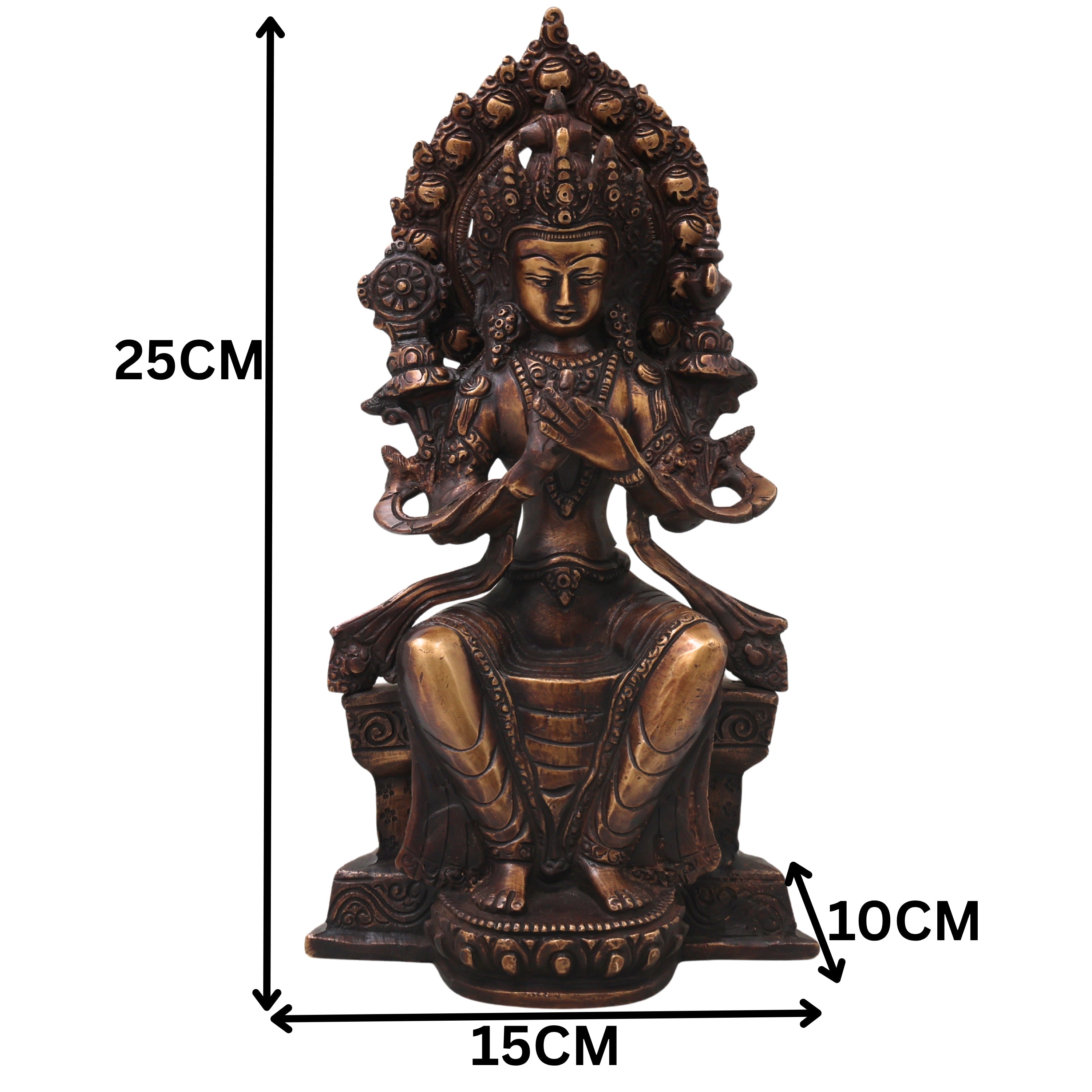 Brass Maitreya Buddha Sculpture Idol, Handcrafted Future Buddha Ajita Bodhisattva Murti for Pooja, Home Decor & Gifting, Gold, 10 Inch, 1 Piece