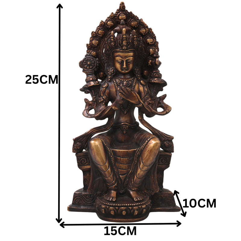 Brass Maitreya Buddha Sculpture Idol, Handcrafted Future Buddha Ajita Bodhisattva Murti for Pooja, Home Decor & Gifting, Gold, 10 Inch, 1 Piece