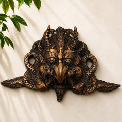 Brass Garuda Face Wall Decor,Handcrafted  Vainateya Vishnu Vahana Traditional Chola Sculpture for Gifting & Home, Gold, 7.5 Inch, 1 Piece