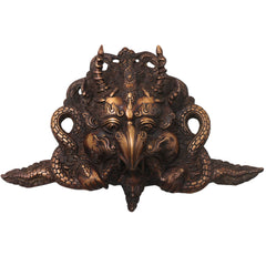 Brass Garuda Face Wall Decor,Handcrafted  Vainateya Vishnu Vahana Traditional Chola Sculpture for Gifting & Home, Gold, 7.5 Inch, 1 Piece