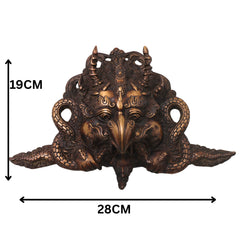 Brass Garuda Face Wall Decor,Handcrafted  Vainateya Vishnu Vahana Traditional Chola Sculpture for Gifting & Home, Gold, 7.5 Inch, 1 Piece