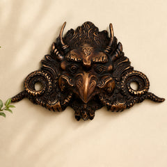 Brass Garuda Mask Wall Hanging, Vishnu Vahana Garuda Face Sculpture for Vastu, Temple, Pooja & Home Decor, Gold, 4.5 Inch, 1 Piece
