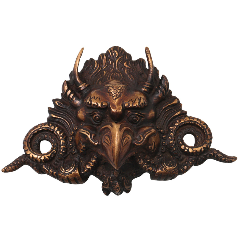 Brass Garuda Mask Wall Hanging, Vishnu Vahana Garuda Face Sculpture for Vastu, Temple, Pooja & Home Decor, Gold, 4.5 Inch, 1 Piece