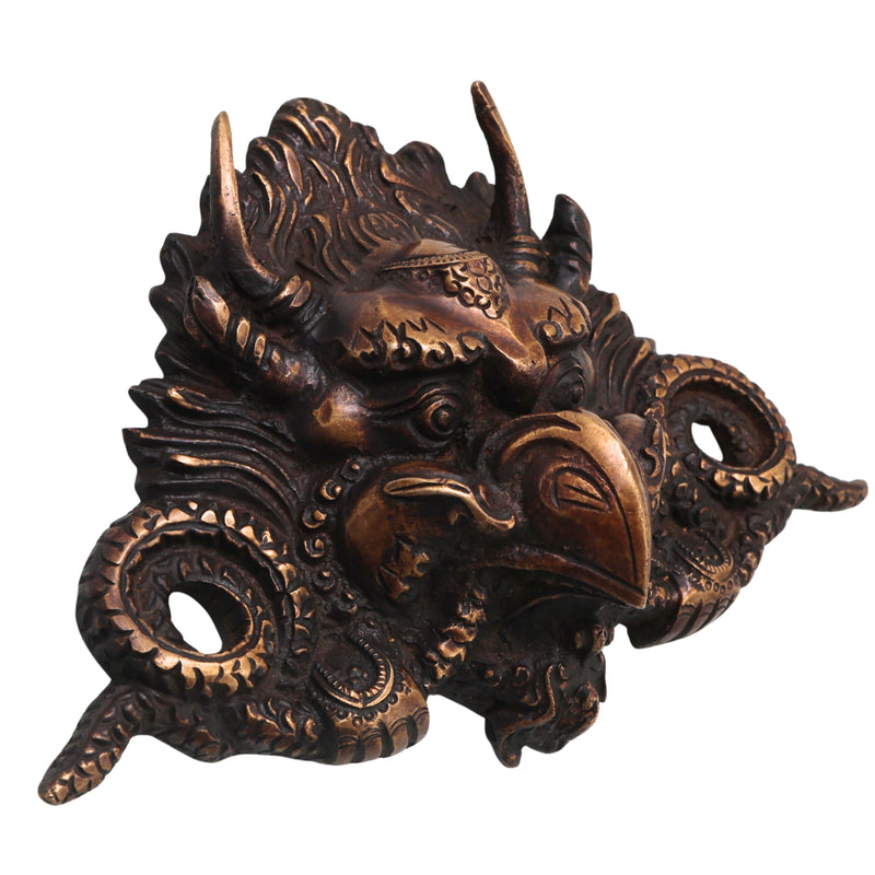 Brass Garuda Mask Wall Hanging, Vishnu Vahana Garuda Face Sculpture for Vastu, Temple, Pooja & Home Decor, Gold, 4.5 Inch, 1 Piece